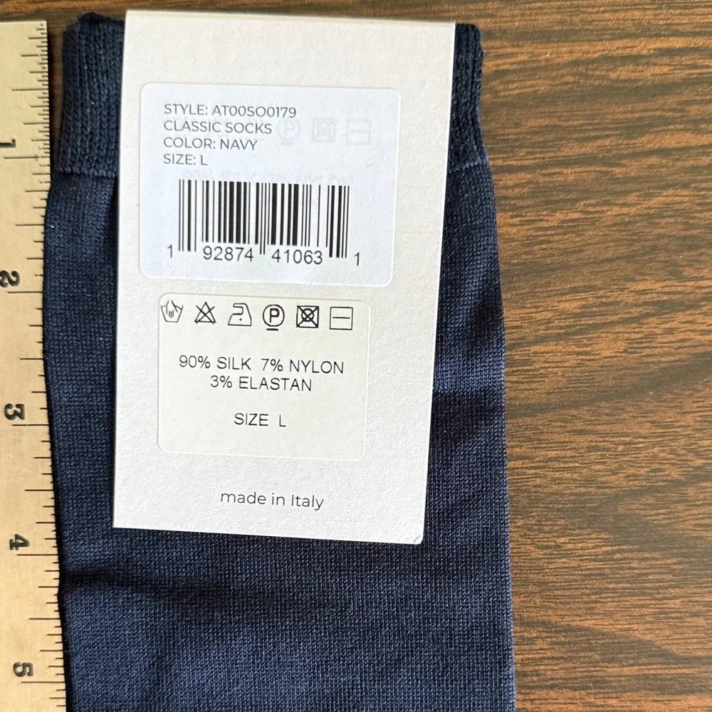 Tibi Navy Dress Socks - Made in Italy Silk Nylon Elastane - Picture 4 of 6